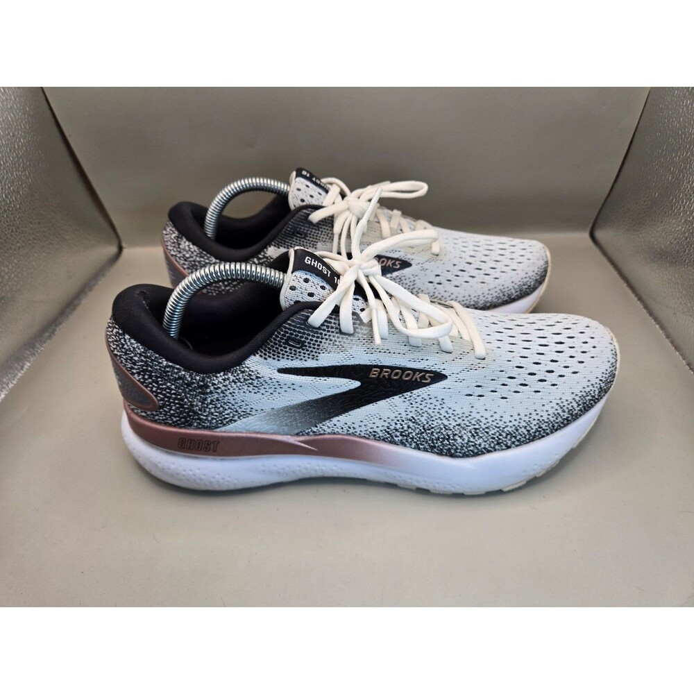 Brooks Ghost 16 Shoes Women's 10.5 B White Black Road Running Athletic Sneakers